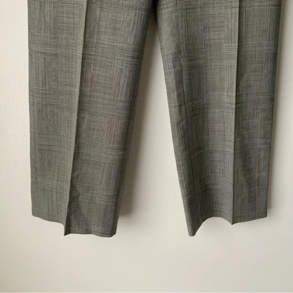 BURBERRYS’ Plaid Trousers Vintage Houndstooth High Waisted Black White Small - Picture 6 of 14